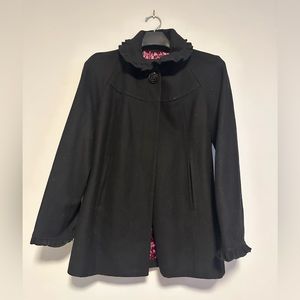 🖤 cute Betsey Johnson wool coat SZ 12 (XL)